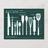 Green Chalkboard Retro Rezept Card Küche Tools Postkarte (Vorderseite)