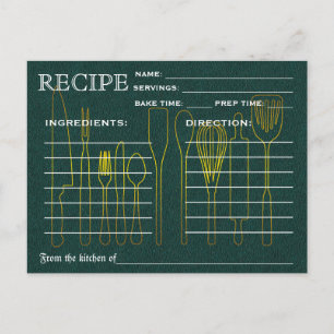 Green Chalkboard Retro Rezept Card Küche Tools Postkarte