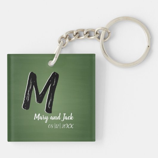 Green Chalkboard Rustikale Altschule Wert Schlüsselanhänger (Rückseite)