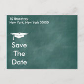 Green Chalkboard Trendy Save the Date Abschluss Ankündigungspostkarte (Rückseite)