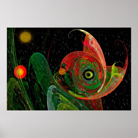 Green Chameleon Fraktal Art Poster (Vorne)