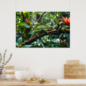 Green Chameleon umgeben von üppigen Blättern Poster (Küche)