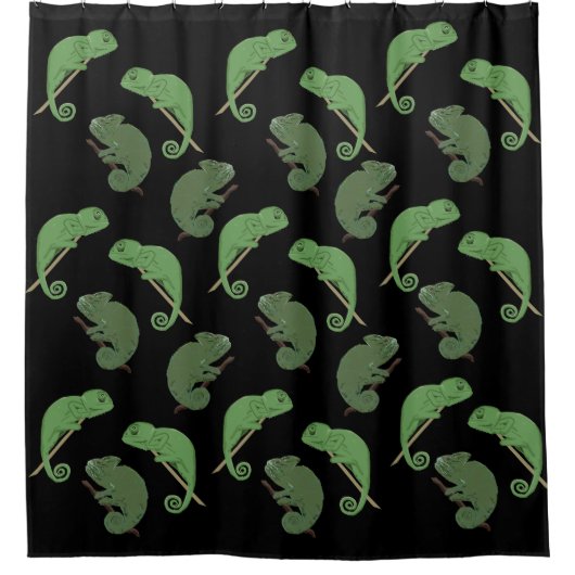 Green Chameleons Lizard Art Duschvorhang (Vorderseite)