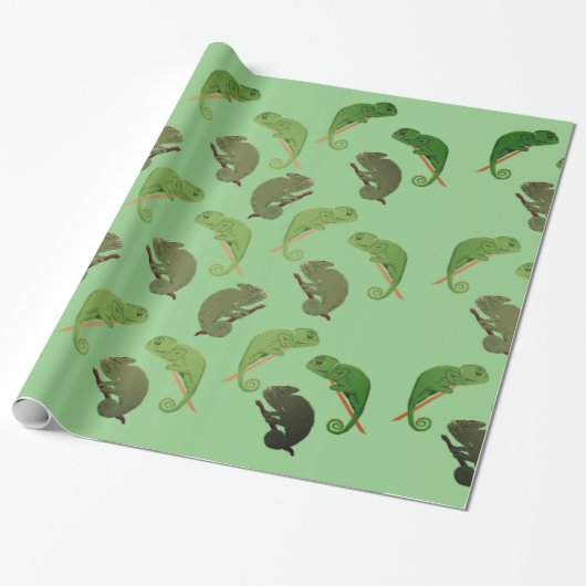 Green Chameleons Lizard Art Geschenkpapier (Ungerollt)