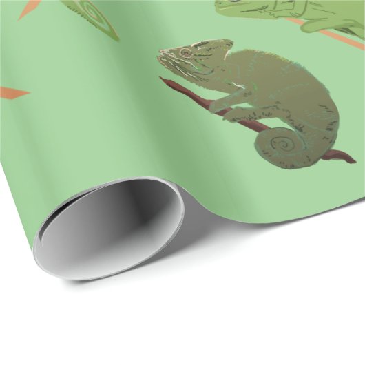 Green Chameleons Lizard Art Geschenkpapier (Rolleneckpunkt)