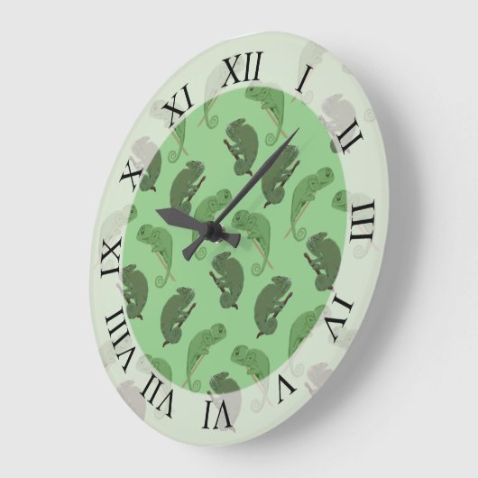 Green Chameleons Lizard Art Große Wanduhr (Winkel)