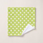 Green Chartreuse & White Polka Dot Badhandtuch Set (Waschlappen)