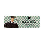 Green Check Custom Photo Graduation Return Address (Vorne)