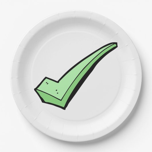 Green Check Mark Tick Symbol Pappteller (Vorderseite)