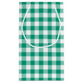 Green Checked Gingham Kariert Pattern Kleine Geschenktüte (Rückseite)