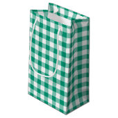 Green Checked Gingham Kariert Pattern Kleine Geschenktüte (Rückseite Schrägansicht)