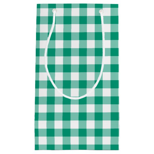 Green Checked Gingham Kariert Pattern Kleine Geschenktüte (Vorderseite)
