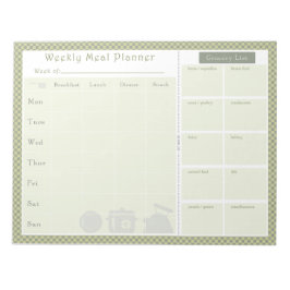 Green Checked Weekly Meal Planner Notizblock