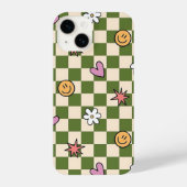 Green Checkerboard Aesthetic Phone Case iPhone Hülle (Rückseite)