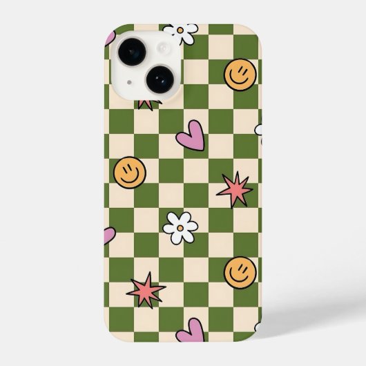 Green Checkerboard Aesthetic Phone Case iPhone Hülle (Rückseite)
