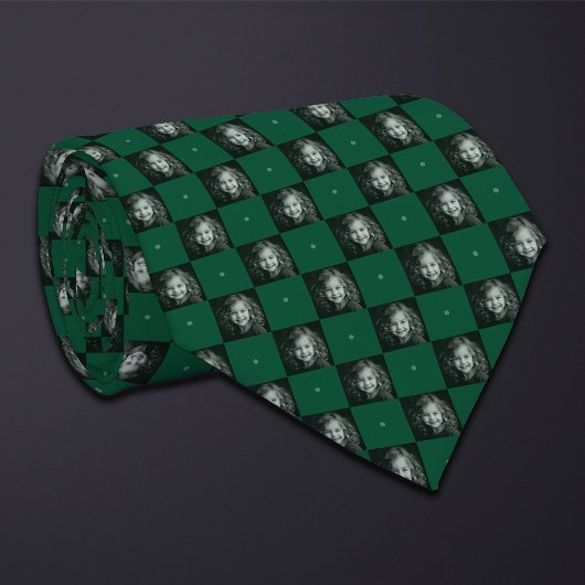 Green Checkerboard Foto Muster 1 Foto Neck Tie Krawatte