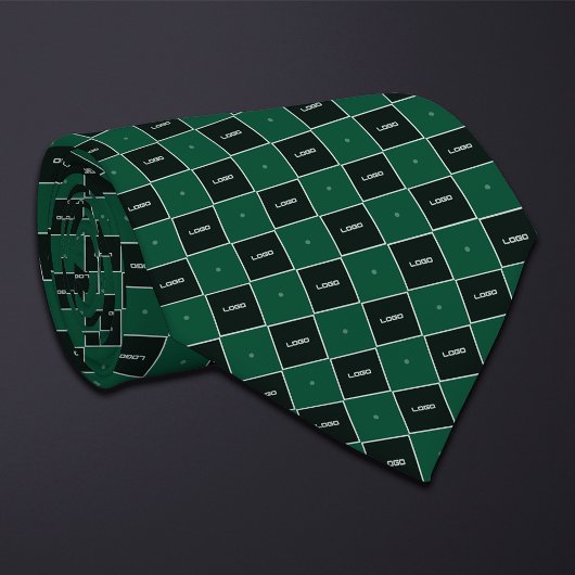 Green Checkerboard Logo Pattern Krawatte