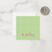 Green Checkerboard Pink NAME Chic Preppy Fun Mitteilungskarte (Vorderseite/Rückseite Beispiel)