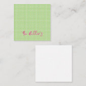 Green Checkerboard Pink NAME Chic Preppy Fun Mitteilungskarte (Vorne/Hinten)