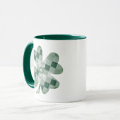 Green Checkered Lucky Clover mit mehreren Namen Tasse (Vorderseite Links)