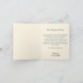 Green Checkered Old Money Photo Wedding Folded Dankeskarte (Innenseite)