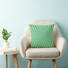 Green Checkered Optical Illusion Throw Kissen