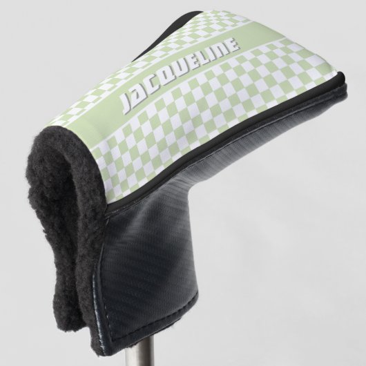 Green Checkered Pattern Golf Headcover (3/4 Vorderseite)