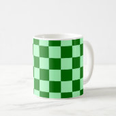 Green Checkered Square Nahtloses Muster Kaffeetasse (VorderseiteRechts)