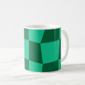 Green Checkered Square Nahtloses Muster Kaffeetasse (VorderseiteRechts)