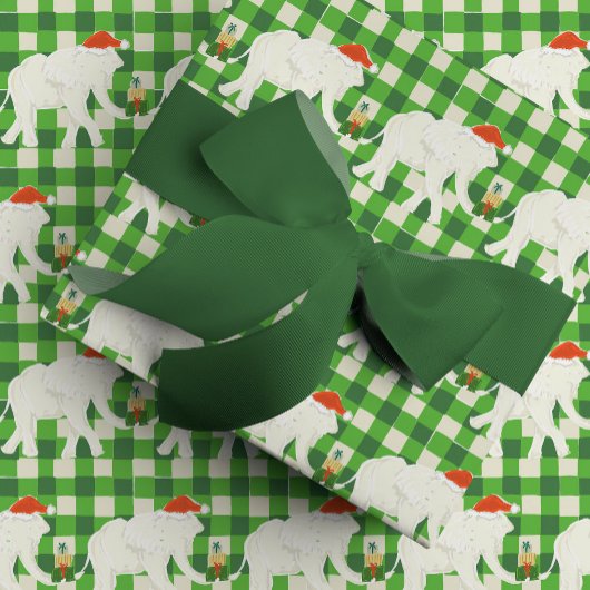 Green Checkered White Elephant Christmas Party Geschenkpapier