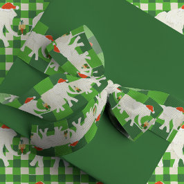 Green Checkered White Elephant Christmas Party Ripsband