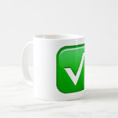 Green Checkmark in Box - Emoji Kaffeetasse (Vorderseite Links)