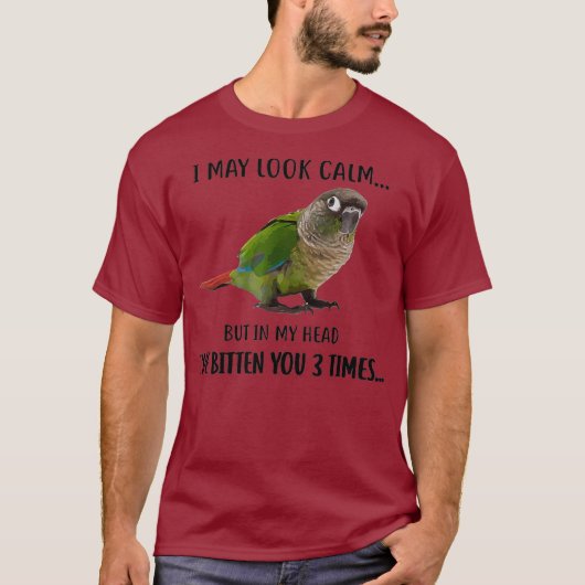 Green Cheek Conure Apparell Ich mag Calm Bird auss T-Shirt (Vorderseite)