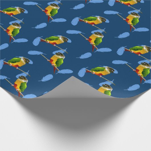 Green Cheek Conure Blue Feathers Pet Bird Geburtst Geschenkpapier (Ecke)