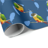 Green Cheek Conure Blue Feathers Pet Bird Geburtst Geschenkpapier (Rolleneckpunkt)