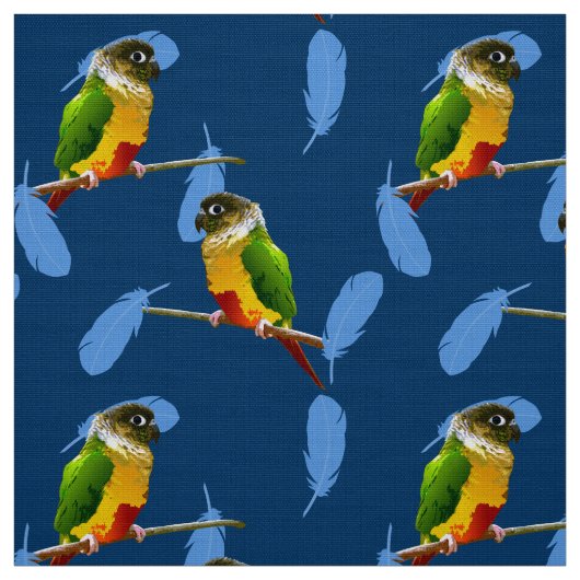 Green Cheek Conure Parakeet Fun Bird Blue Feathers Stoff (Muster)