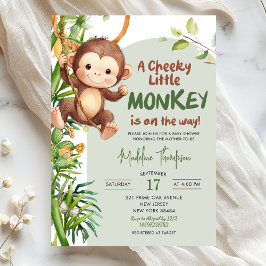 Green Cheeky Little Monkey on the way Baby Shower Einladung