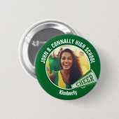 Green Cheerleader Foto High School Spirit Cheerlea Button (Vorne & Hinten)