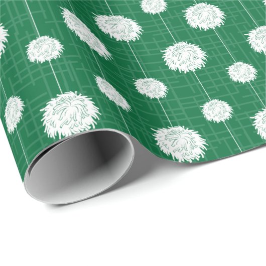Green Cheerleader Pom Pom Muster Geschenkpapier (Rolleneckpunkt)