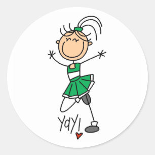 Green Cheerleader Runder Aufkleber