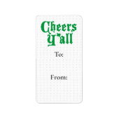 Green Cheers Y'all-Geschenkmarke Adressaufkleber (Vorne)