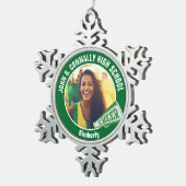 Green Cheleader Foto High School Schneeflocken Zinn-Ornament (Rechts)