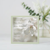 Green Cherry Blossom Wedding Einladung (Stehend Vorderseite)