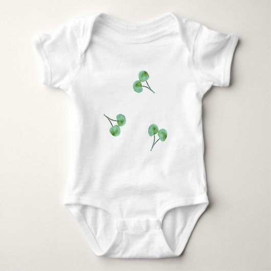 Green Cherry Muster Baby Strampler (Vorderseite)