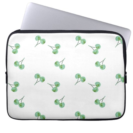 Green Cherry Muster Laptopschutzhülle (Vorderseite)