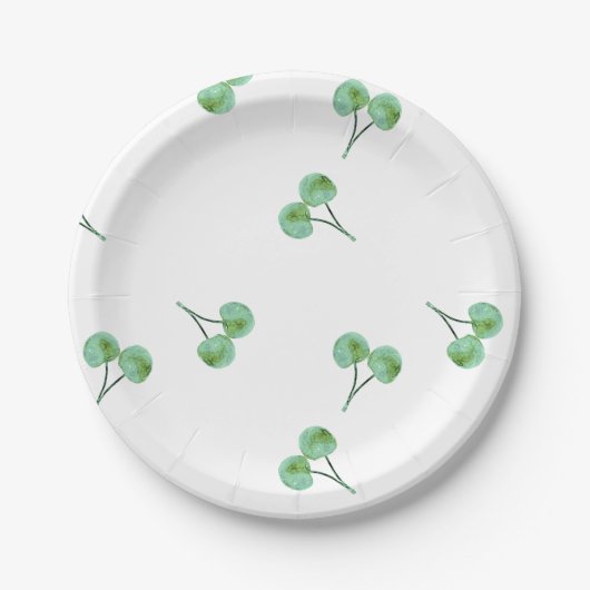 Green Cherry Muster Pappteller (Vorderseite)