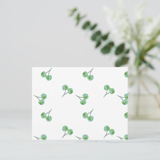 Green Cherry Muster Postkarte (Stehend Vorderseite)