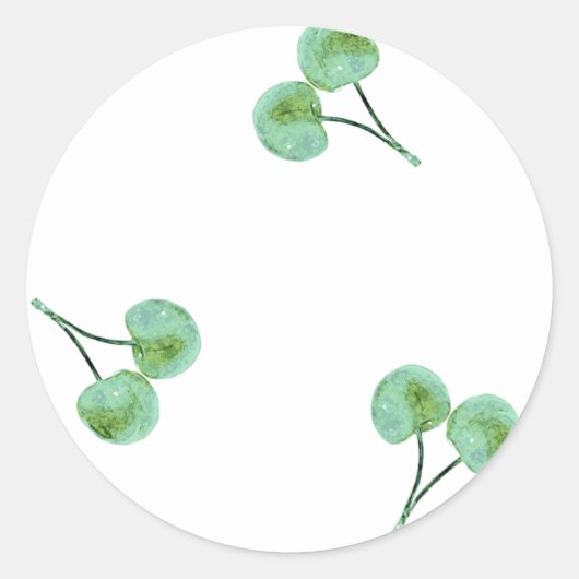 Green Cherry Muster Runder Aufkleber (Vorderseite)