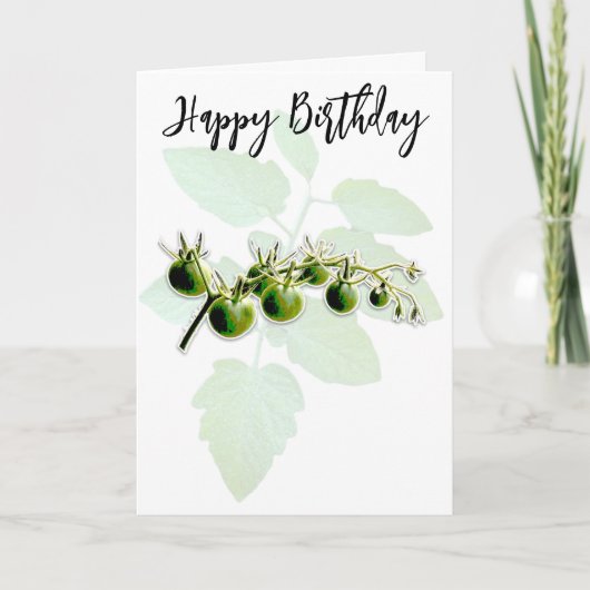 GREEN CHERRY TOMATO FOTO BIRTHDAY CARD KARTE (Vorderseite)