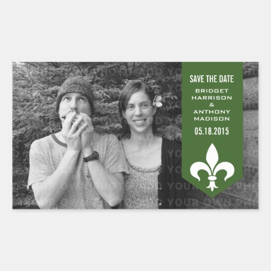 Green Chic Blühte Banner Save the Date Sticker (Vorderseite)